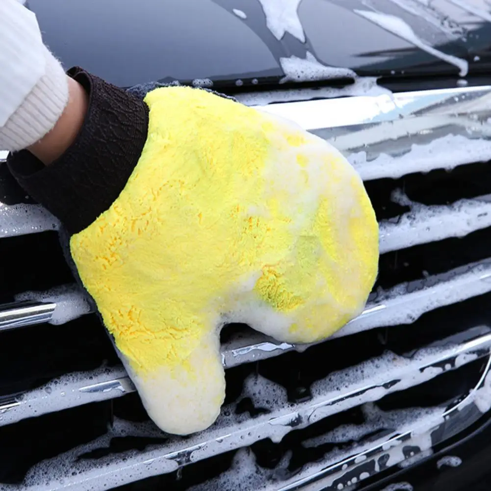 

1Pc Car Wash Mitt with Thumb Coral Fleece Double-sided Absorbent Auto Cleaning Glove Detailing Beauty Washing Gloves