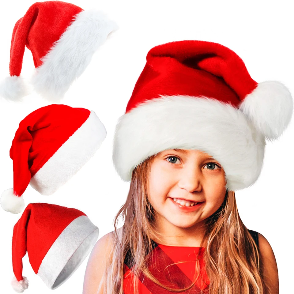 Cappello Di Babbo Natale 2 Pezzi, Rosso Con Bordo In Peluche Morbido, Per Adulti E Bambini, Accessorio Festa Natale E Capodanno, Taglie 45cm E 38cm - 4