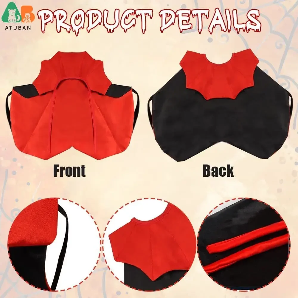 Halloween Cat Vampire Cloak Costume Halloween Adjustable Pet Cape Costume Clothes Pet Accessories Outfit Decor Cowl pet clothes
