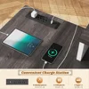 55" Computer Desk, Office Desk with Drawers, L Shaped Desk with Long Monitor Stand, Farmhouse Desk with Power Outlets LED Lights 5