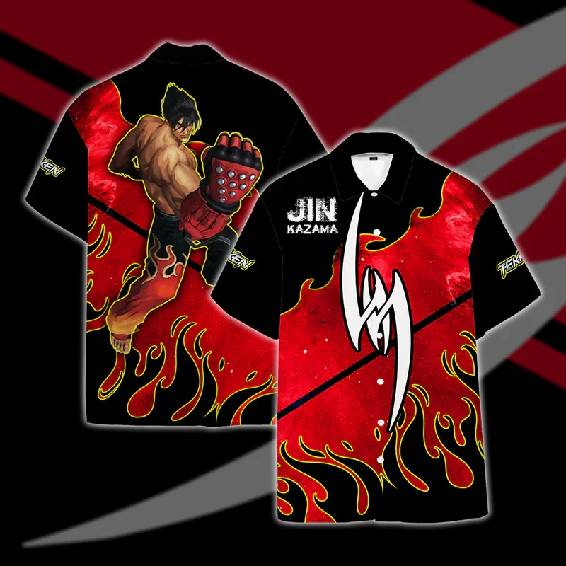 Tekken 8 Kazuya Mishima Video Game 3d Print Shirts Men Women Fashion Oversized Blouse Lapel Shirt Beach Camisas Unisex Clothing 2