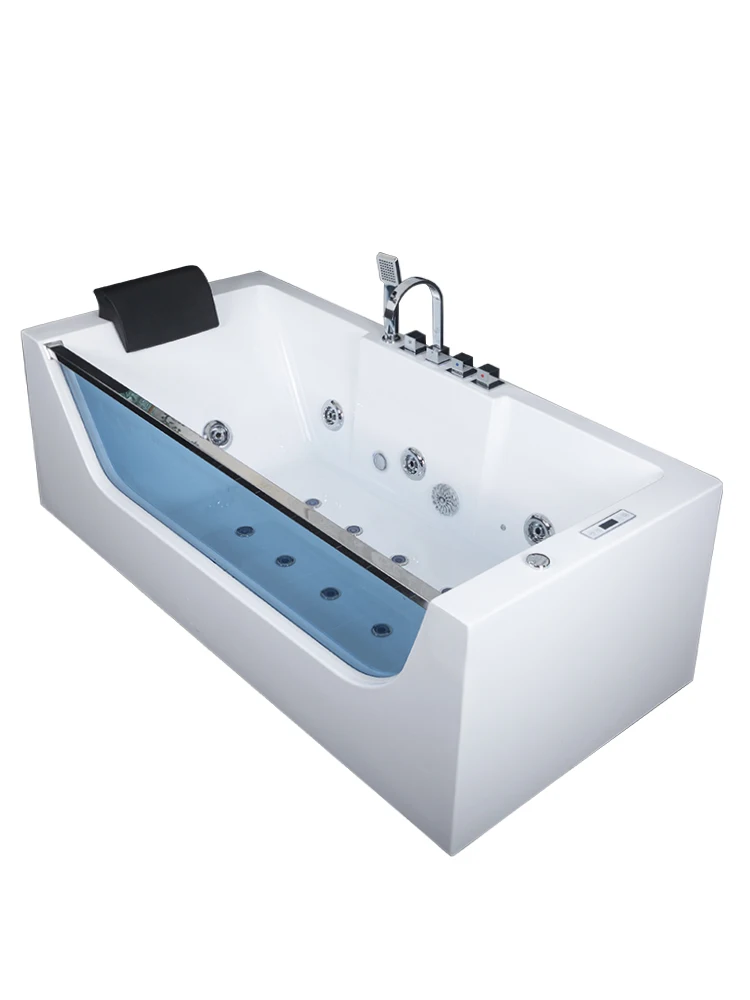 

Surfing massage bathtub with constant temperature heating for household independent small unit intelligent glass bathtub