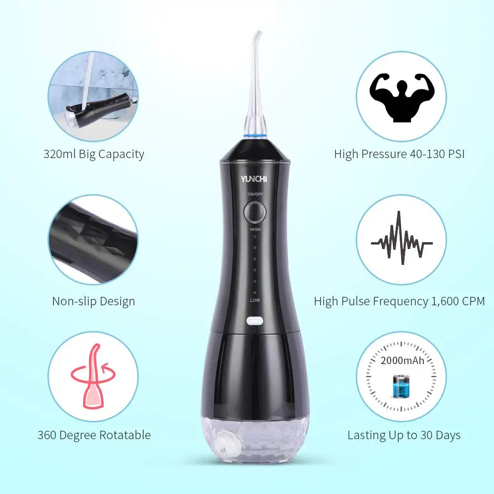 Oral Dental Irrigator Portable Water Flosser USB Rechargeable 3 Modes IPX7 200ML Water for Cleaning Teeth Clearance Price