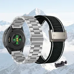 Dual - Pack: Premium Metal & Nylon Watch Bands (Silver - Black)