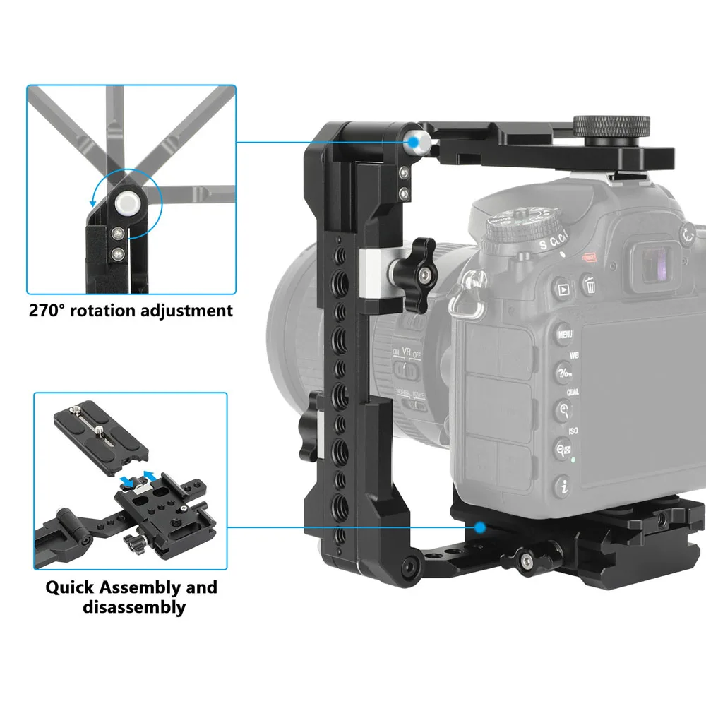 Foldable Half Cage Kit with Arca-Type Baseplate For FX30/FX3 Camera Rabbit Cage