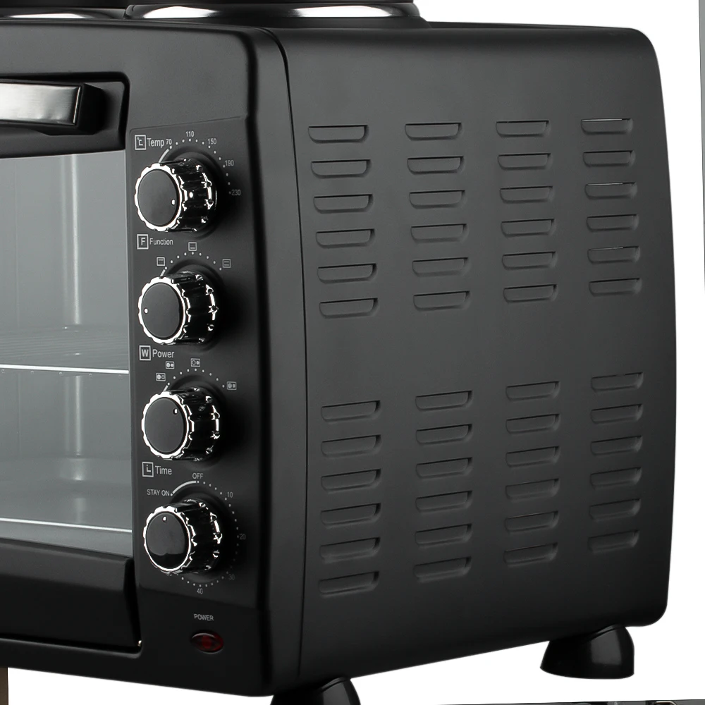 55L 2 in 1 Hot Plate Kitchen Portable Small Oven for Baking Electric Microwave Oven with Visual Glass Door 5