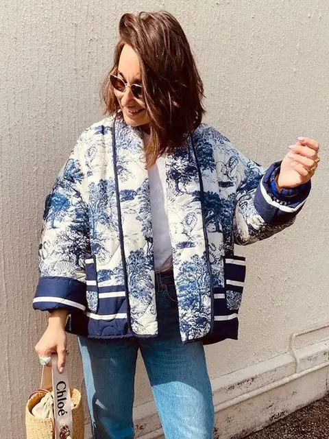 Puffer Coats Quilted Women Long Sleeved Short Cardigan
