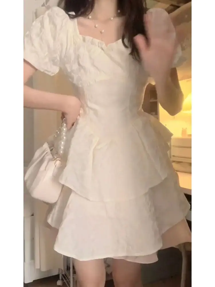 الكورية نمط فقاعة كم فراشة عقدة مربوط فستان المرأة...