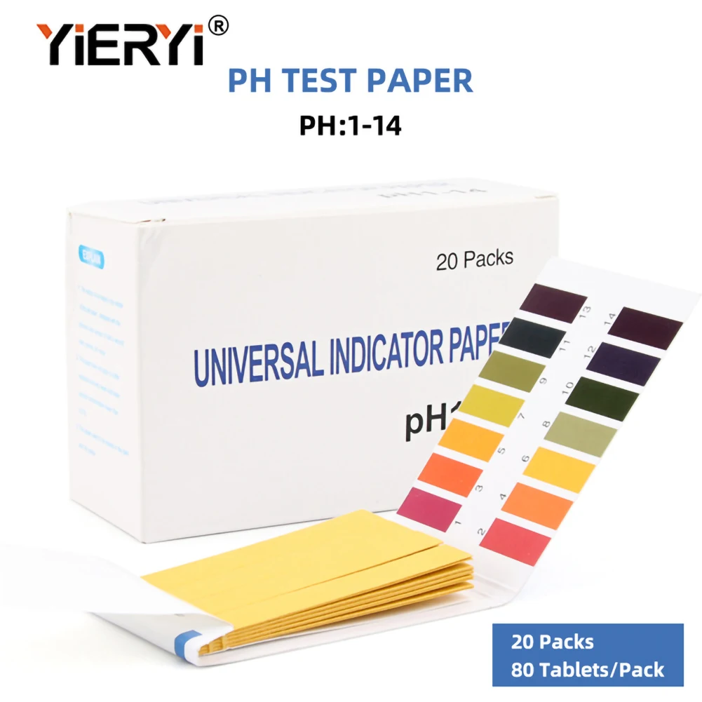 

yieryi 20 set pH test strips 80 Strips Full PH Meter PH Controller 1-14st Indicator Litmus Paper Water Soilsting Kit