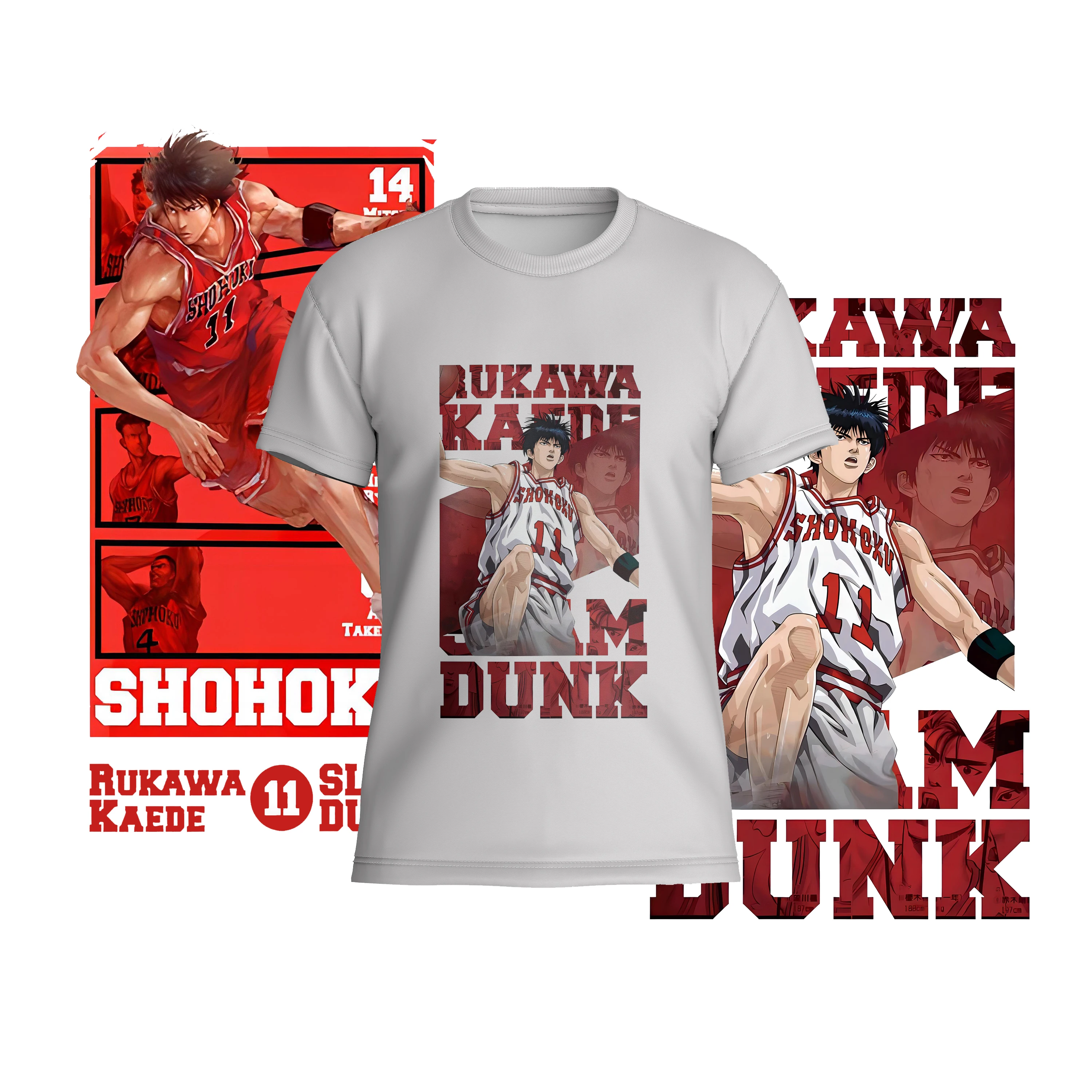 

2024 y2k Summer Men's Lightweight and Breathable T-shirt 3D Printed Anime Dunk Dunk Pattern