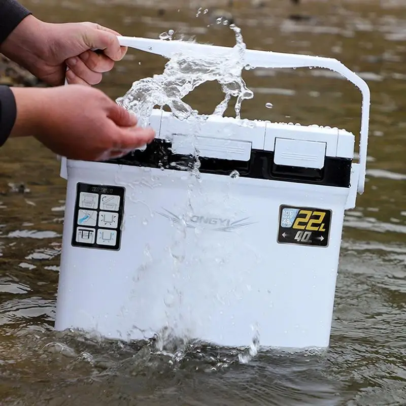 22L Fishing Cooler Box Tackle Box Camping Cooler Tank Gear Tool Container Outdoor Food Drink Refrigeration Case Organizer