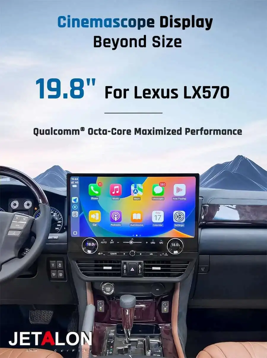 19.8" For Lexus Lx570 Android 13 Car Radio Touch Screen Carplay GPS Video Player