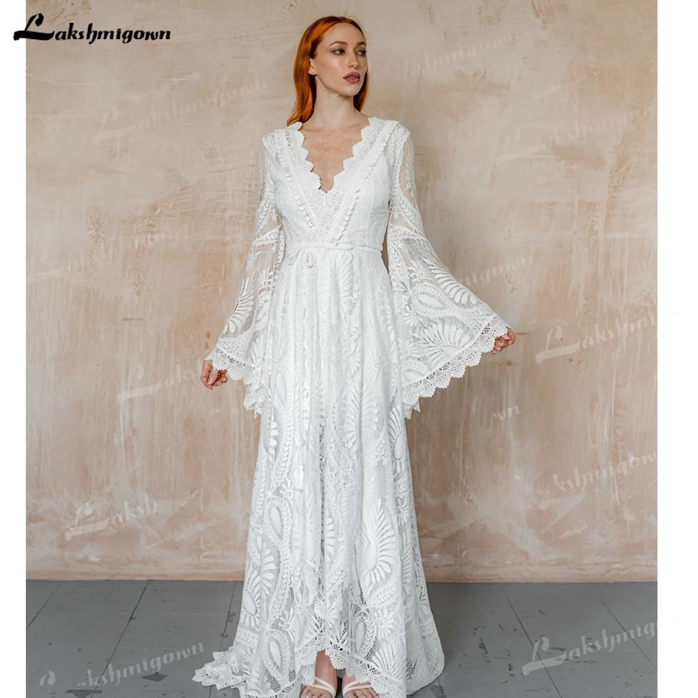 Vintage Mori Wedding Dress Flared Sleeve High Quality European Eyelash Lace  Fabric Dress Wedding Gown Custom Made sukienka - AliExpress 320