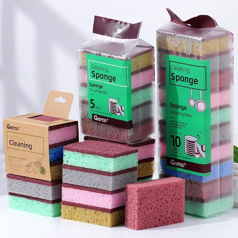 Description Picture 2 of item5PCS/10PCS Kitchen Stain Removal Sponge Clean Cotton Dishwashing Sponge Wipes Bathroom Cleaning Utensils High Density Sponge