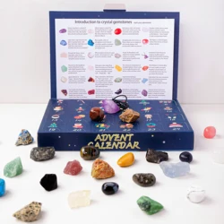 Holiday Crystal Mineral Advent Calendar Gift Set - Featuring Raw and Polished Stones & Chakra Crystals Collection for 1PC (Mixture)