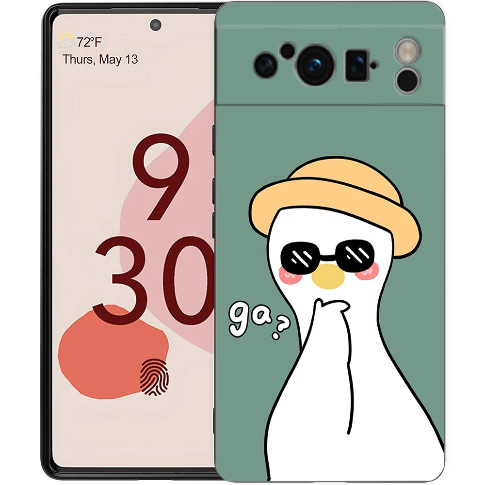 Cute Cartoon Duck Shockproof Black Soft TPU Back Cover Phone Case