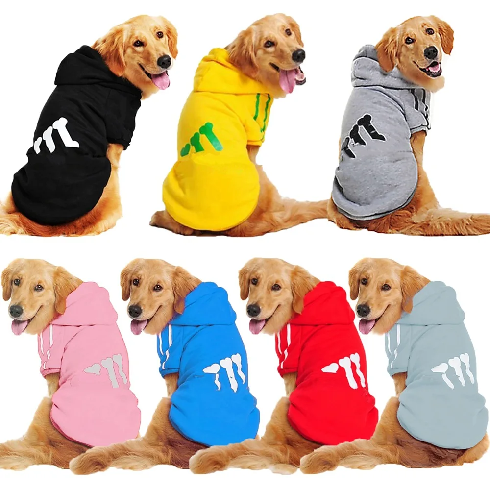Fashon Blue Sports Style Dog Clothes For Pets Dogs Pets Coats With Hoodies Soft Cotton Puppy