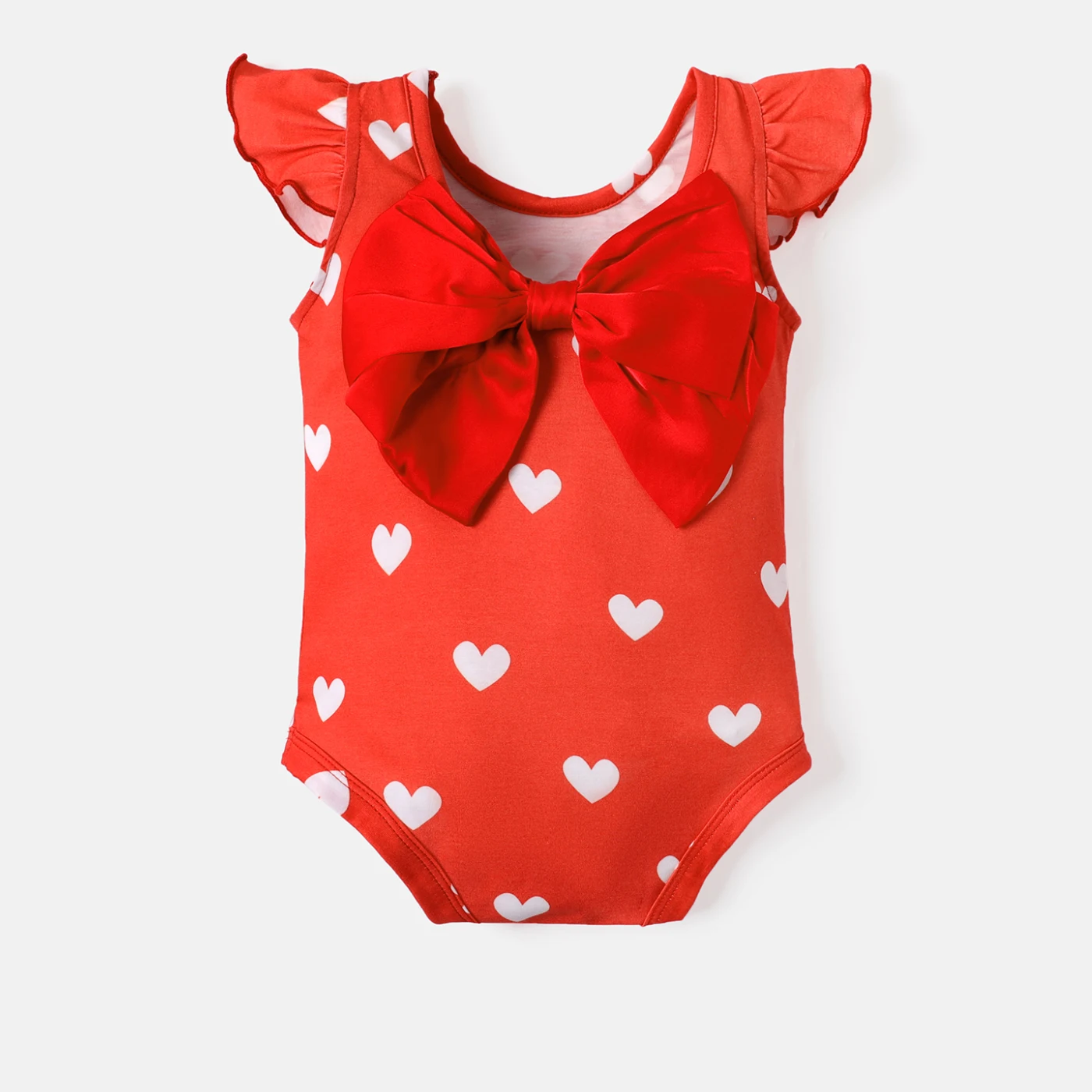 PatPat ߷Ÿε  ҳ Naia Allover Heart Print Bow Decor Flutter-sleeve Romper