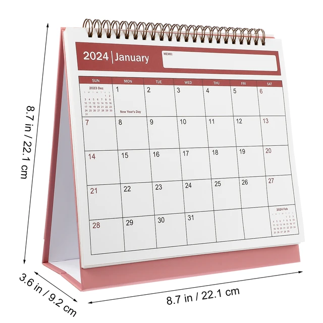 Wall Calendar Desktop Calendar Monthly Planner Holiday Reminder Calendar  Desk Calendar January 2024-December 2025 (Pink) - AliExpress