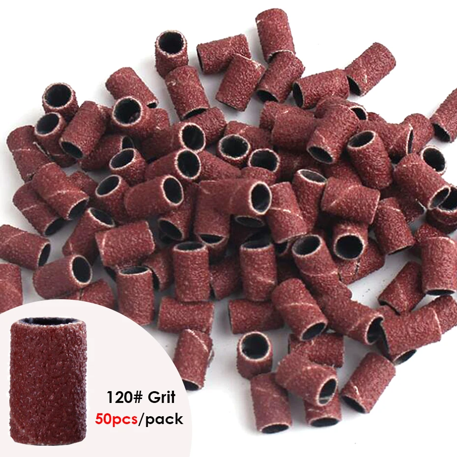 Professional Sanding Cap Bands Set for Electric Manicure - 100/50pc Assorted Grits