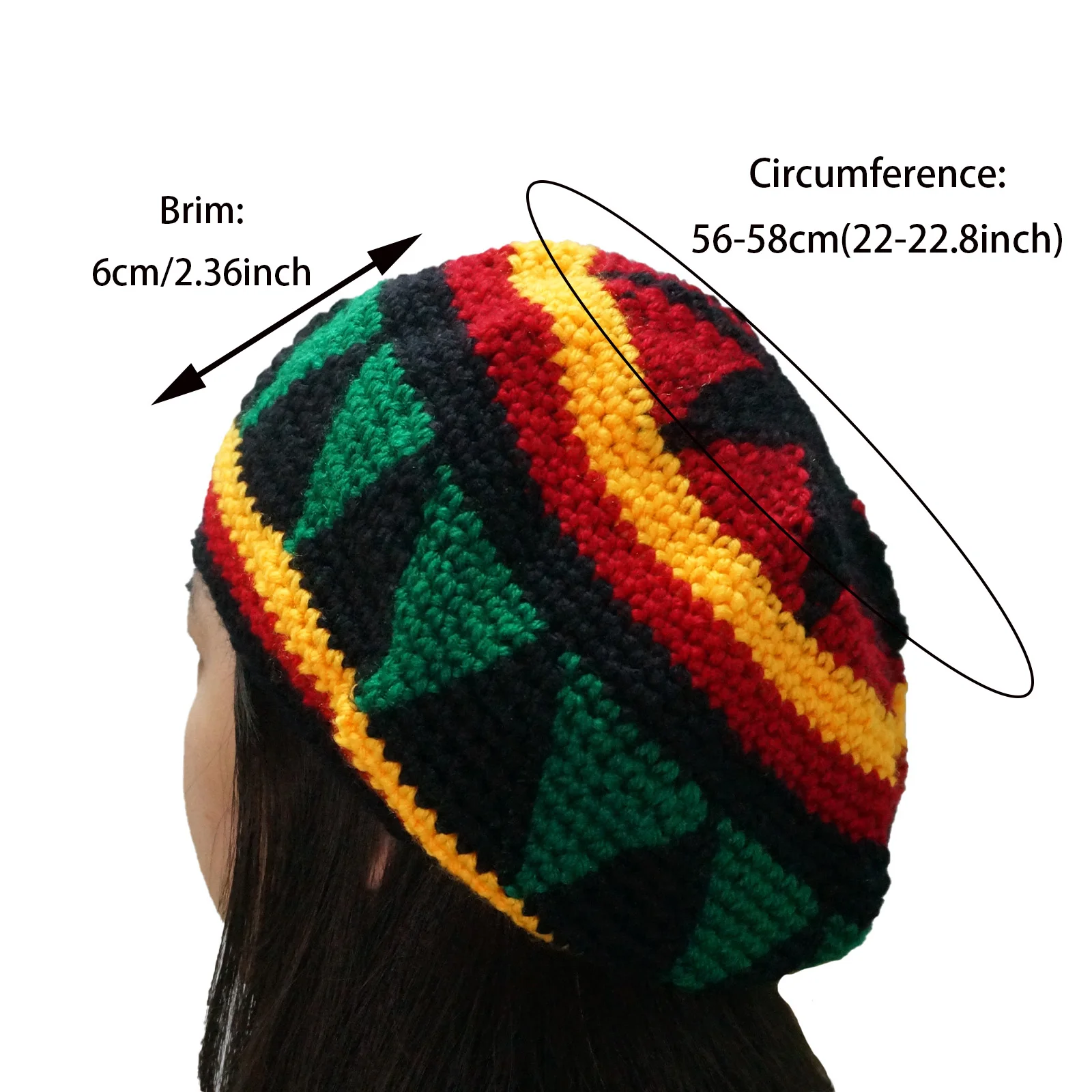 Wool Crochet Autumn Winter Warm Loose Casual Sunshade Jamaican Rasta Beanie Hat for Men Women Colorful 6