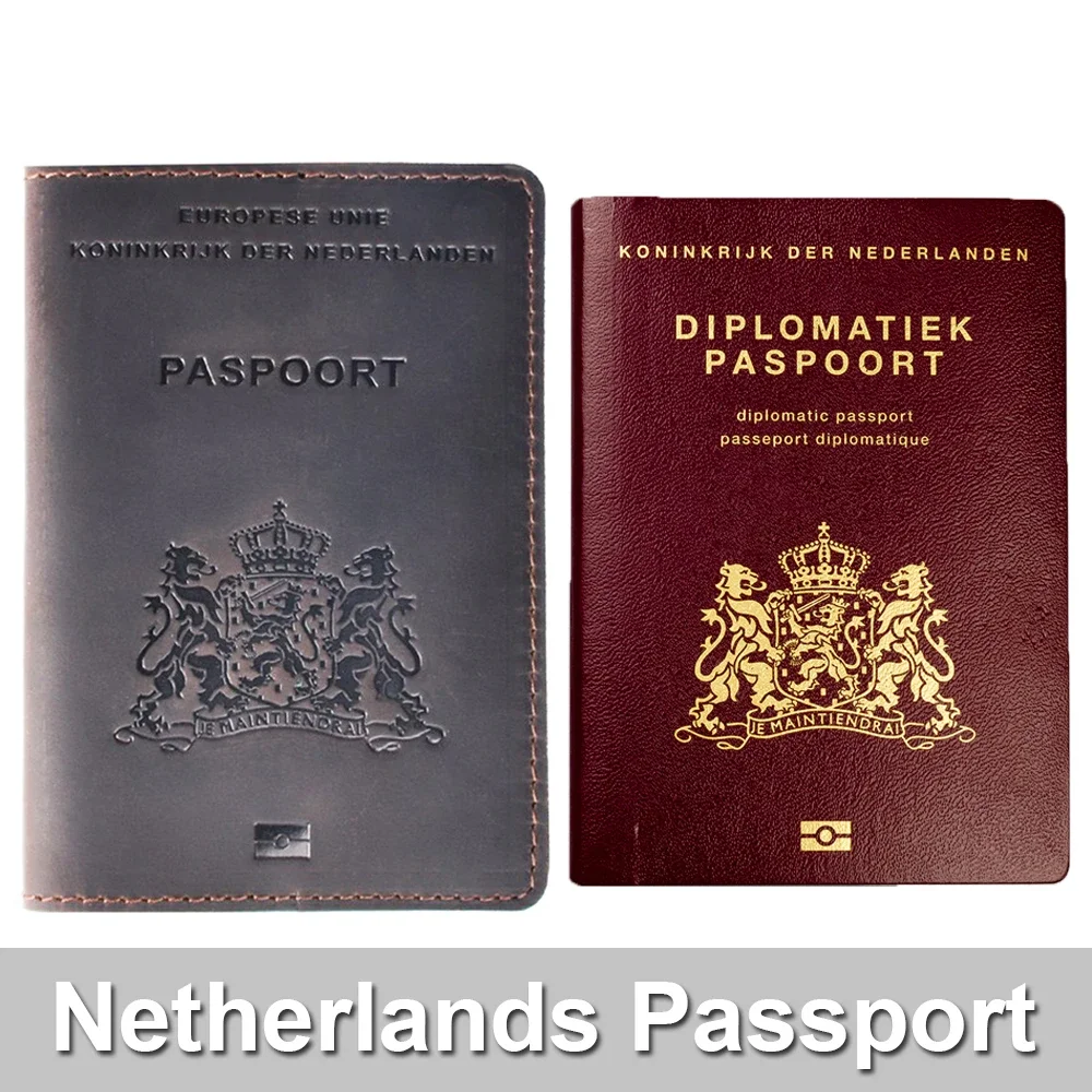 

Moterm Genuine Leather Passport Cover for Netherlands Dutch Credit Card Holder Holland Passport Case Travel Wallet