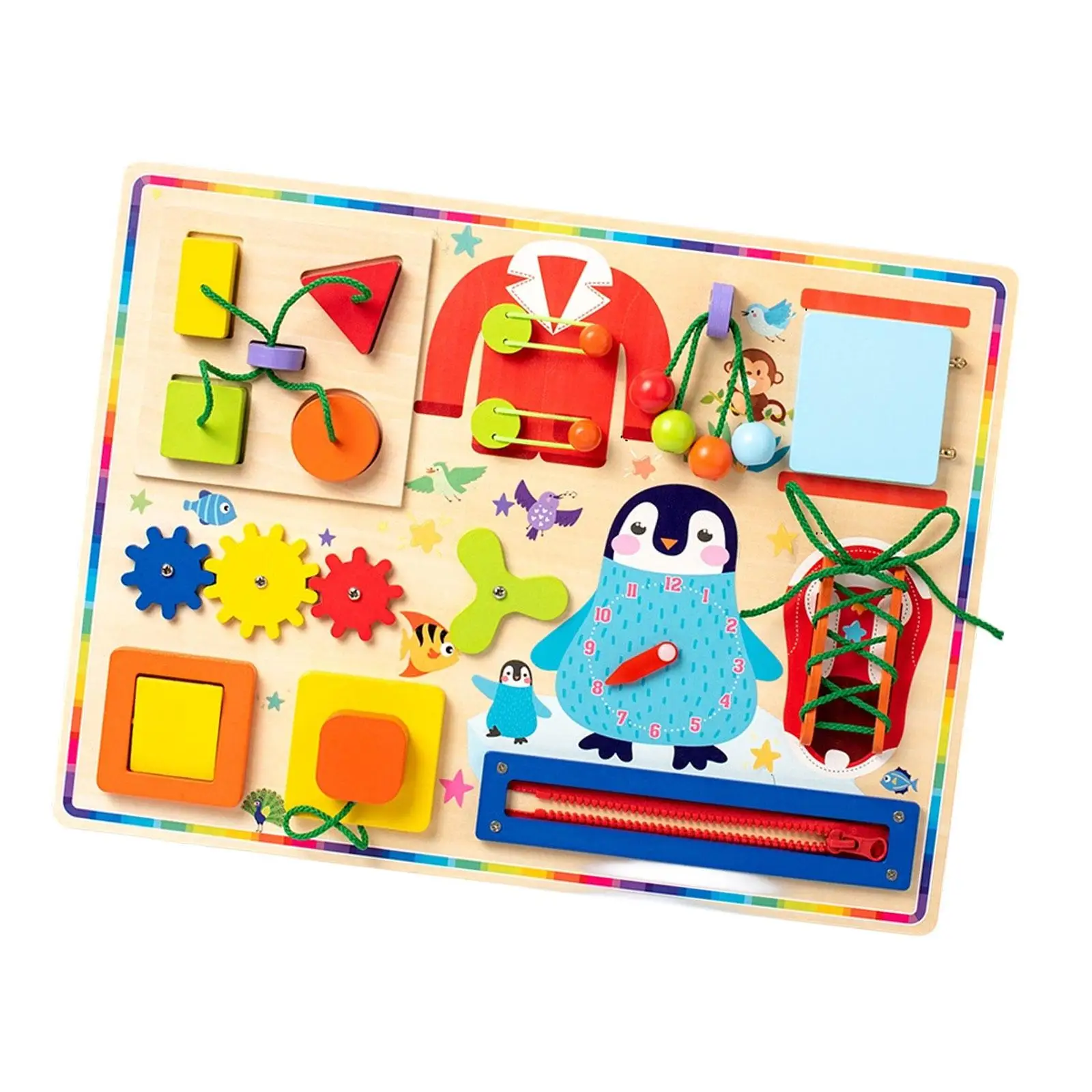 Children Busy Board Fine Motor Development Toy Travel Activity Life Skills Early Learning Toys for Classroom Preschool Kids