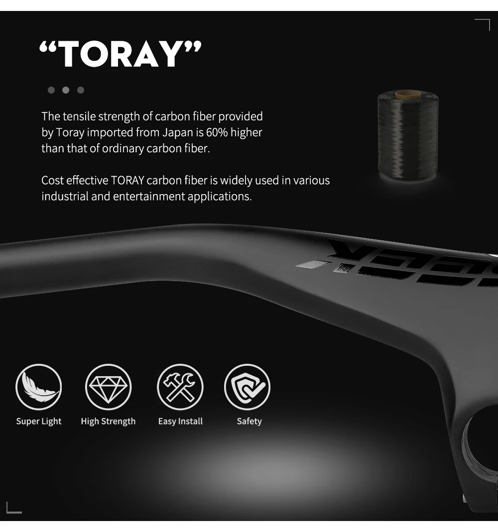 Description Picture 4 of itemTOSEEK MTB Bicycle Handlebar and Stem -17 Degrees Carbon Fibre Integrated Handlebar Mountain Bike Parts 28.6mm Matte Black