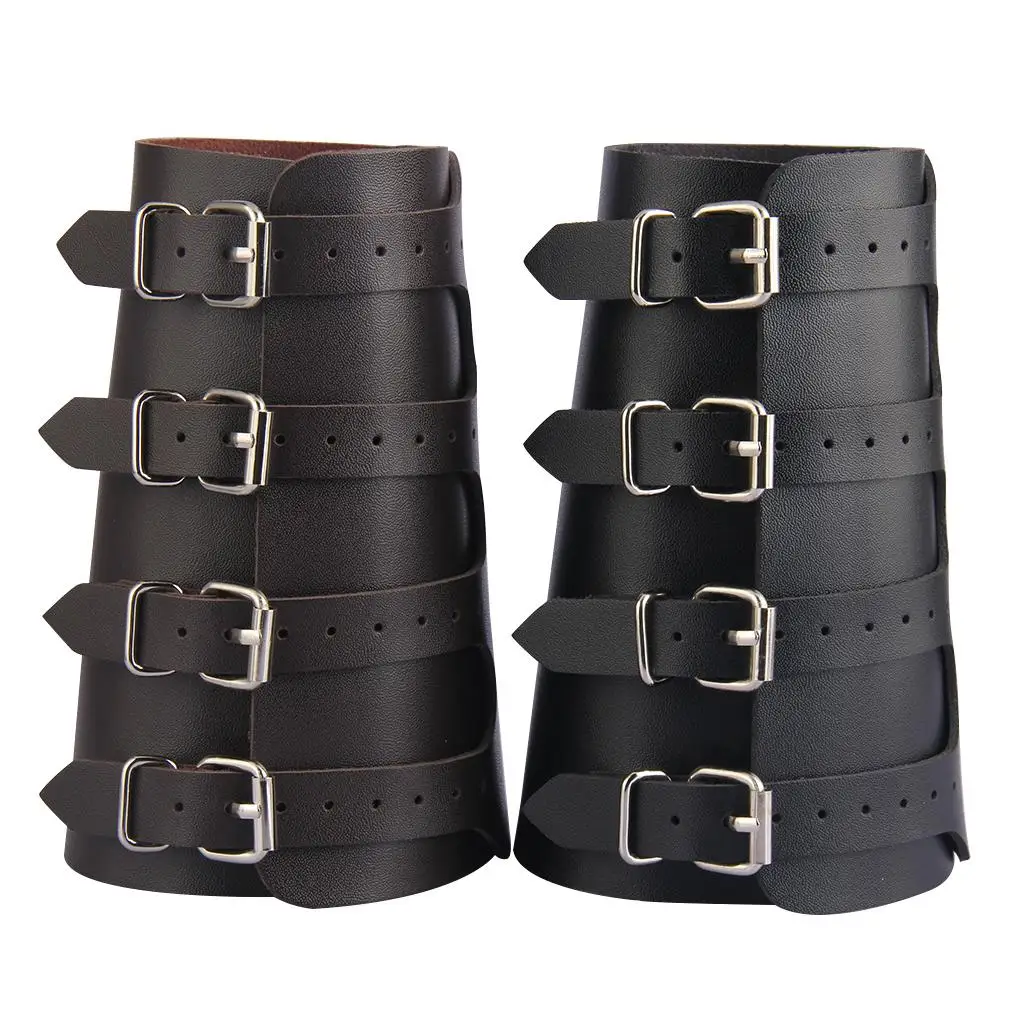 4 Layer Wide Belt Wrap Pu Leather Wristband Cuff Bracelet Bangle Adjustable Wide Bracer Steampunk Arm Wrap Cuff Cosplay Props vintage genuine leather wide bracelet bangle wide cuff printing bracelets wristband alloy botton punk style women men jewelry