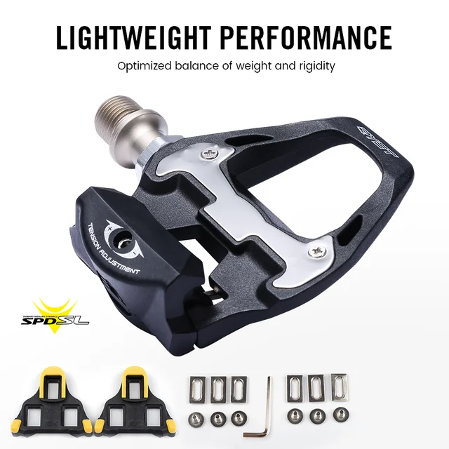 SPD-SL Road Bike Pedals – Aluminum Alloy Self-Locking Pedals With Cleats, 9/16" Spindle