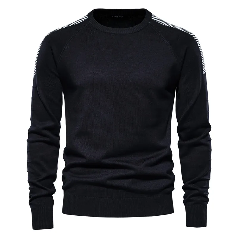 BabYoung Spliced Drop Sleeve Casual O-Neck Slim Fit Pullovers Men's Sweaters New Winter Warm Knitted Sweater For Men