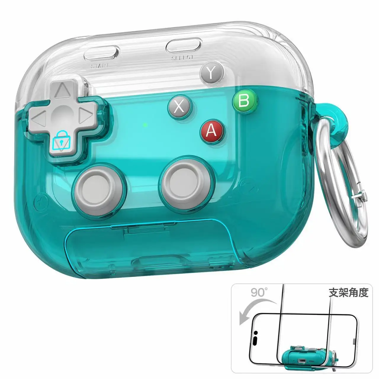 Retro Game Console Design Transparent Earbuds Case with Holder & Stress Relief Button