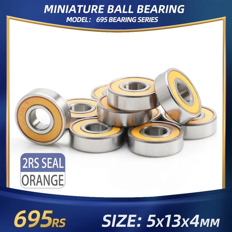 FUSHI 695zz 695 2rs Bearing 5x13x4 mm 10Pcs Stainless steel S695zz Flange F695 2rs Bearing For VORON 3D Printer,RC Car image 16