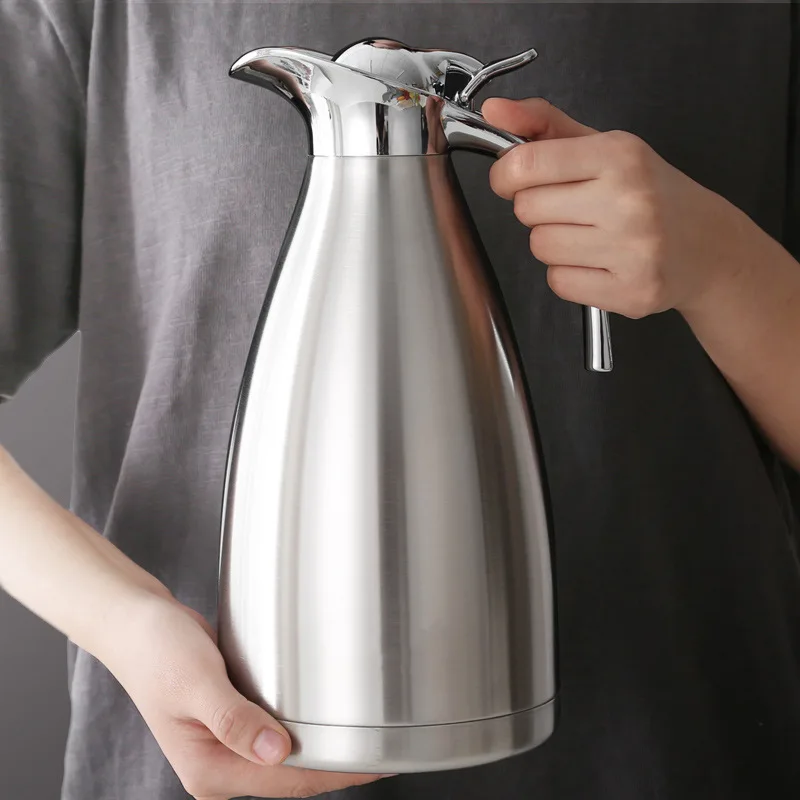 

304 Stainless Steel Vacuum Thermos, 2L Large Capacity, European Coffee, Tea Pot, Office Household Hot Kettle, Insulated Water Bo