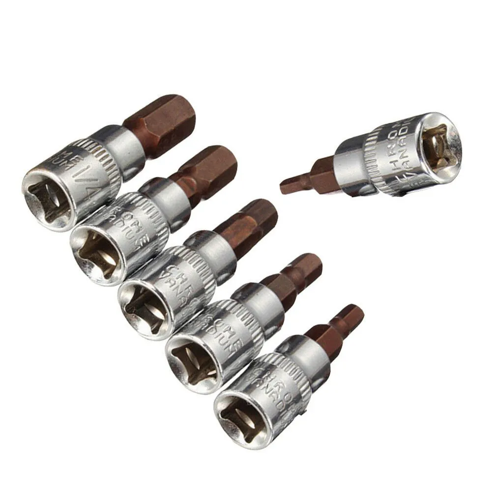 1/4 Inch Drive Hex Socket Bit Set 3mm 4mm 5mm 6mm 7mm 8mm Screwdriver Bits Hand Tools H3 H4 H5 H6 H7 H8 1/5/6pcs