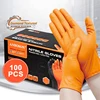 Heavy Duty Diamond Textured Nitrile Gloves 100PCS 10mil Thickened Black/Orange Disposable Glove for Mechanics Tattoo Safety Work 1