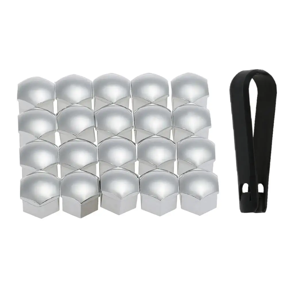 2x 20 Pieces 17mm Caps for Wheel Bolts Caps Set Wheel-Silver, 17mm
