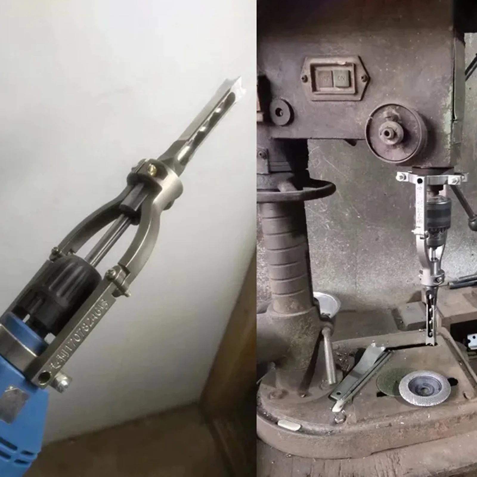 Square Hole Drill Fixed Bracket-Easy Installation and Disassembly for Woodworking Drill Bit Adapter