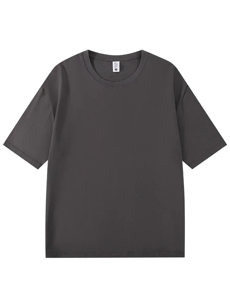 300gsm Cotton Summer T-shirts Men Korean Fashion O-Neck Short Sleeve Solid Color Casual Unisex Basic Tees Oversized Tshirt men cotton t shirt