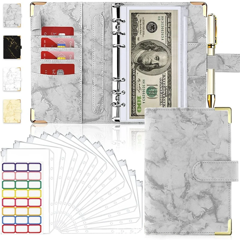 

A6 Money Budget Planner Binder with Zipper Envelopes, Cash Envelopes for Budgeting, Money Organizer for A6 Cash Budget Binde