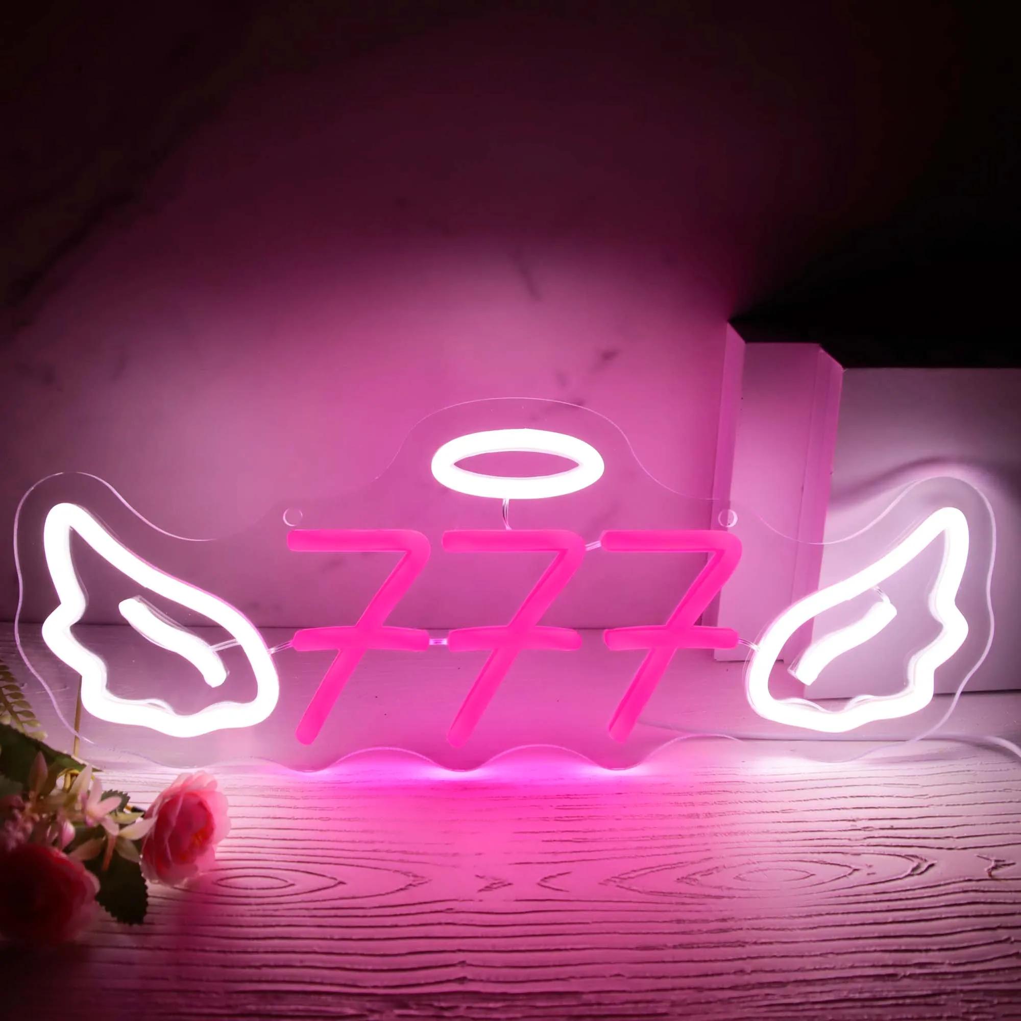 

Неоновая вывеска Luck 777 с номером ангела, неоновые огни с питанием от USB для украшения стен