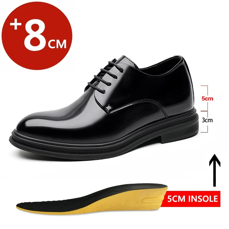 

6/8cm Classic Men Derby Shoes Platform Height Increase Dress Shoes Formal Business Elevator Shoes British Wedding Suit Shoes