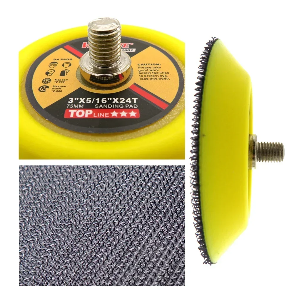3 Inch 75mm Professional Dual Action Random Orbital Sanding Pad 5/16"-24 Thread Hook and Loop