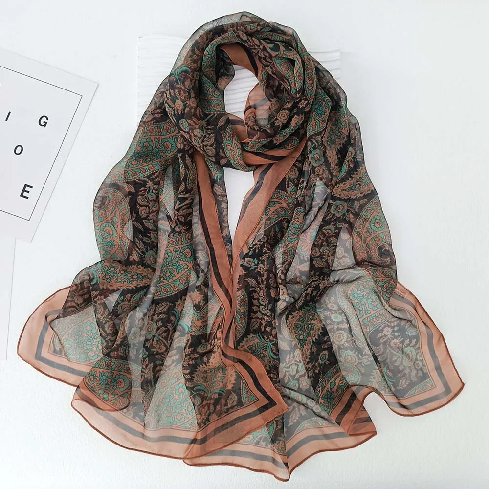 Elegant Women's Chiffon Georgette Bandana Scarf - Green Grass Summer Edition