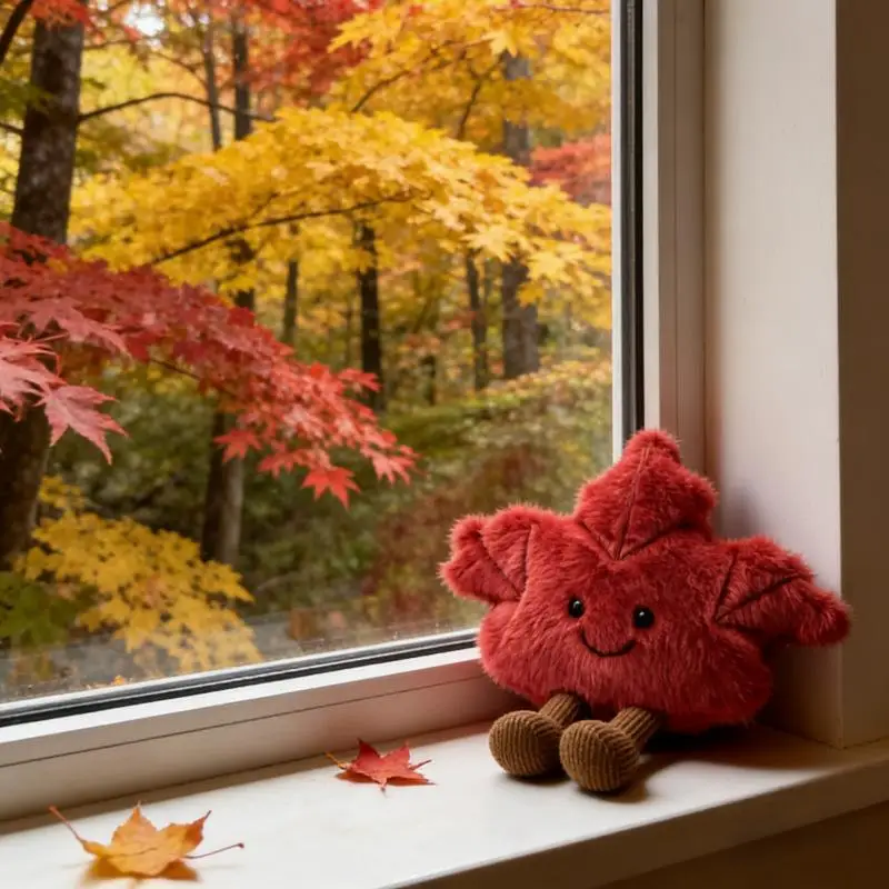 1 Stück Taschenanhänger Niedliches Ahornblatt-Plüschtier Schlüsselanhänger Geschenk für den Herbst Weiches Stofftier Sammlerstück – Detail 4
