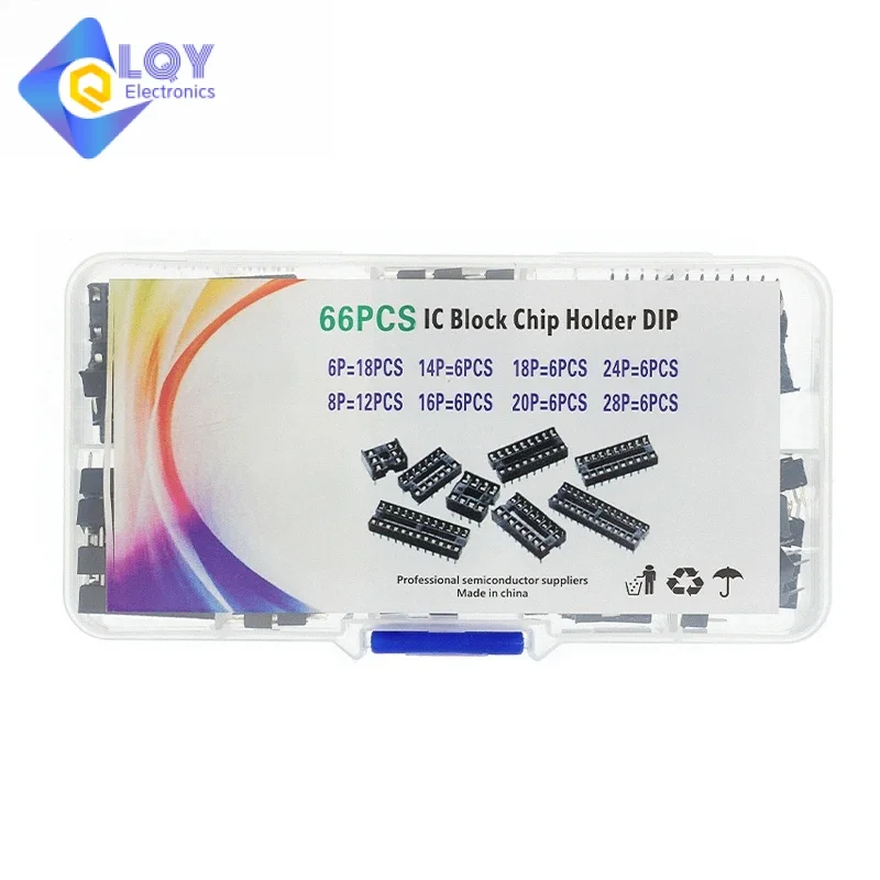 Lqy 66 Pz/Set Dip Ic Socket Adapter Kit A Saldare 6,8,14,16,18,20,24,28 Pin Circuito Integrato