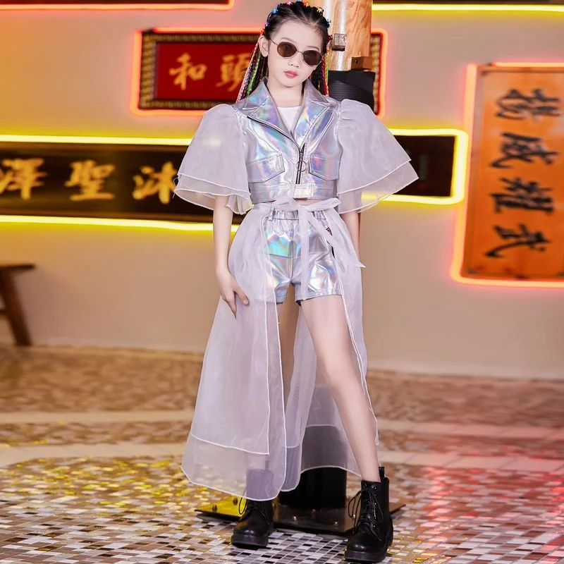 

Children's runway fashion suit, domineering girl's drum performance suit, children's stage glittering suit, technology inspired