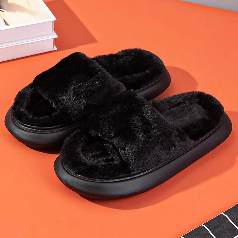 

Winter home fashion cotton bread slippers plush thickened warm slippers