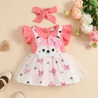 2 pieces of girls sleeveless mesh dress Kazakhstan baby girl fox false suspenders mesh skirt which contains bag fart briefs baby 1