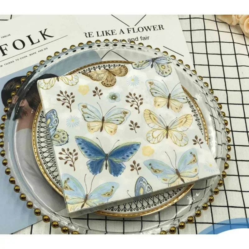 Colorful Printed Napkins New Butterfly Models Hotel Cafe Party Wedding Square Paper Napkin Placemats Food Grade Napkin 2 Ply 33c for Paper Napkins Disposable Paper Placemats Tissue Paper Decoration